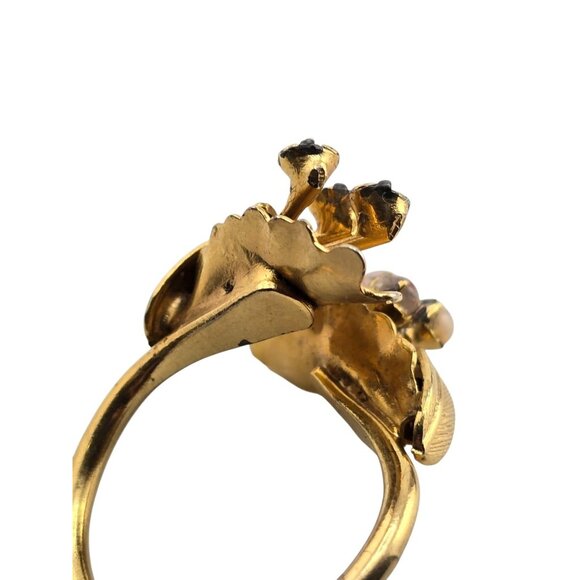 Vintage Rhinestone Leaf Adjustable Ring (A9032) - Picture 4 of 6